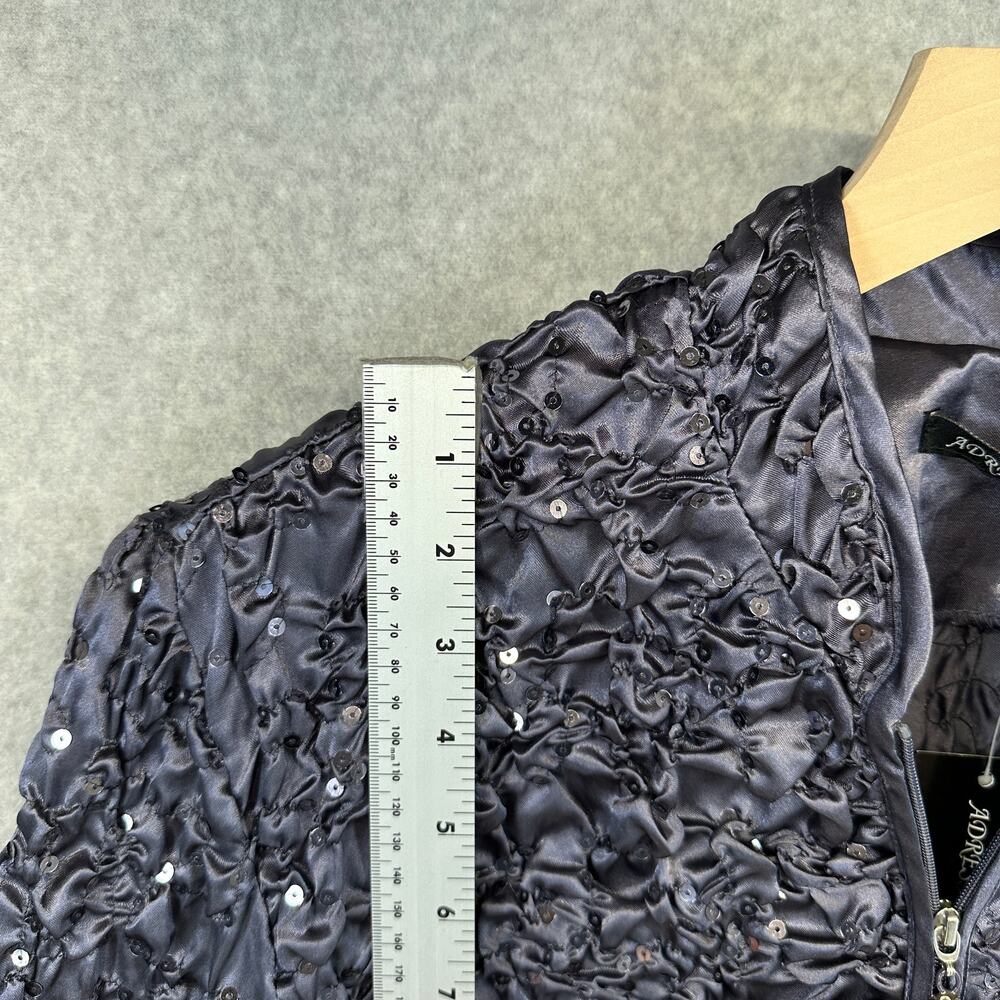 Adressing Jacket Womens Large Gunmetal Gray Sequin Crinkle Embellished Full Zip - Picture 10 of 14